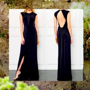 New RACHEL ZOE Black Sleek Open back Maxi Dress